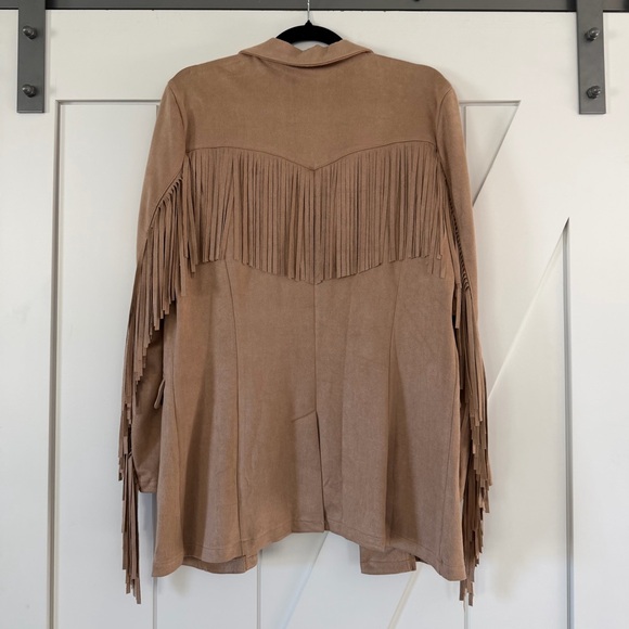 TCEC Mocha Suede Fringe Blazer Jacket - Picture 8 of 11
